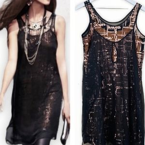 Vera Wang Sequin Mesh Slip Dress Fairy Y2k Babydoll Chiffon